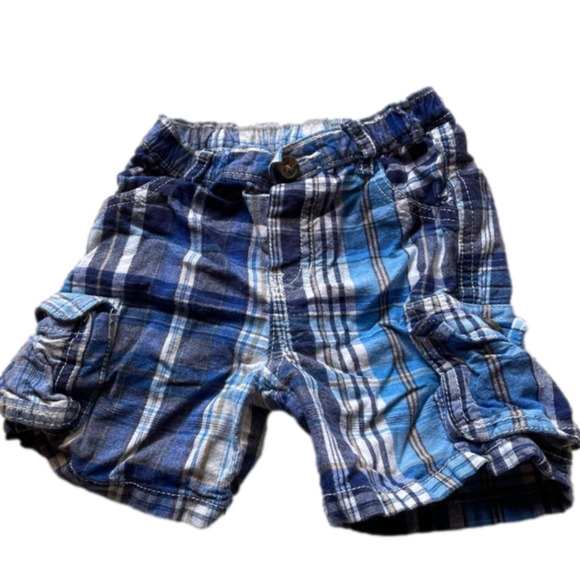 3/$20 children’s place 9-12 month shorts blue and white and white stripe - Picture 1 of 3